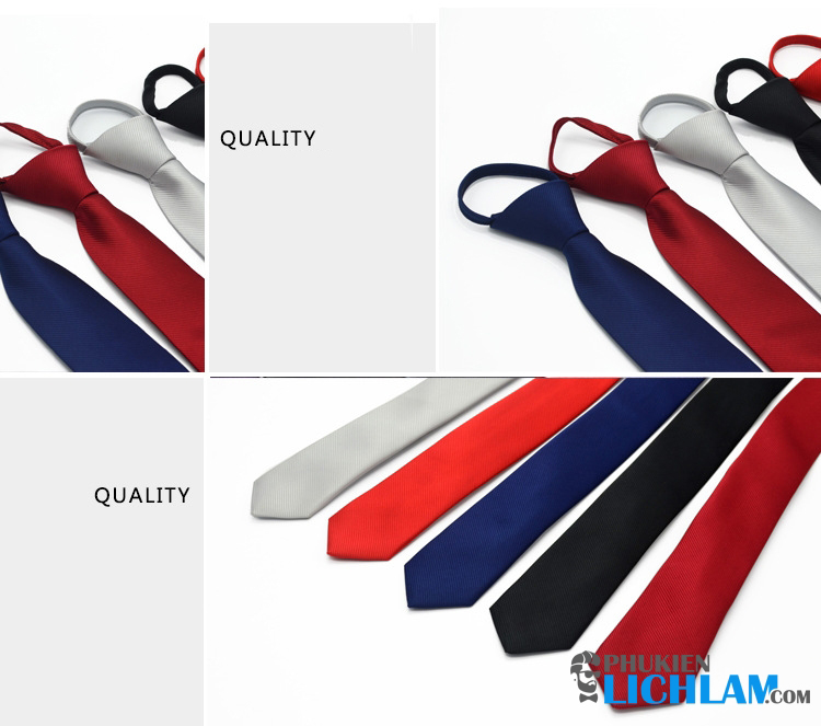 Cà vạt thắt sẵn bản nhỏ cao cấp lịch lãm chất sần QT1001