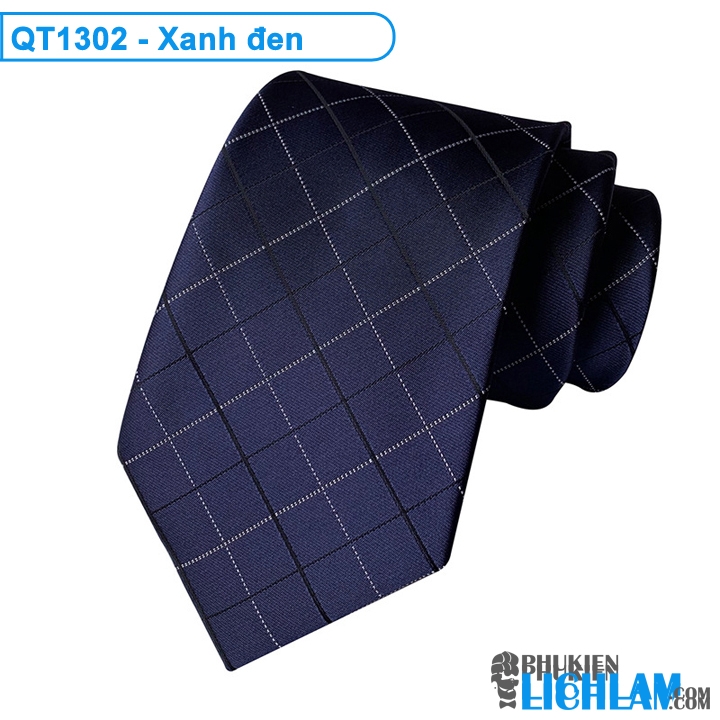 Cà vạt nam bản lớn lụa cao cấp 8cm x 146cm QT1302 (Xanh)