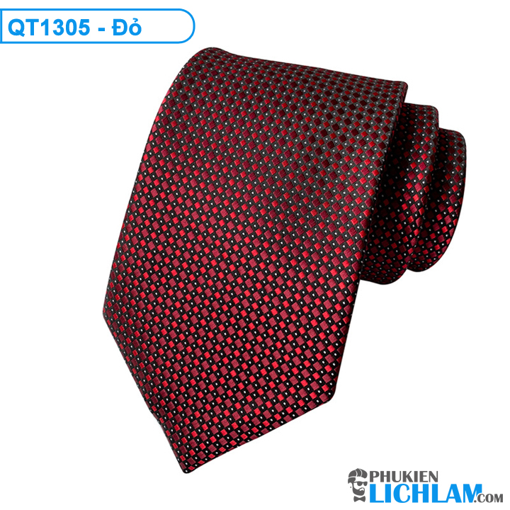 Cà vạt nam bản lớn lụa cao cấp 8cm x 146cm QT1305 (Đỏ)