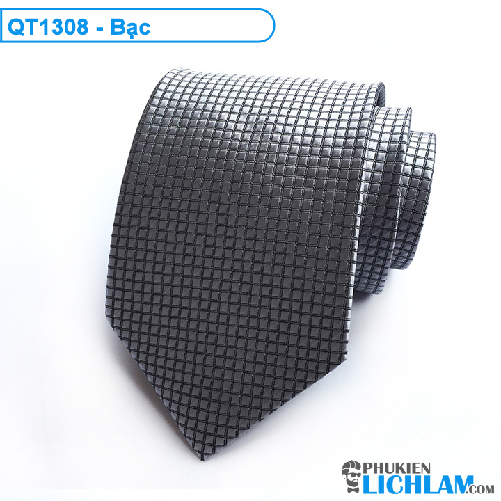 Cà vạt nam bản lớn lụa cao cấp 8cm x 146cm QT1308 (Bạc)