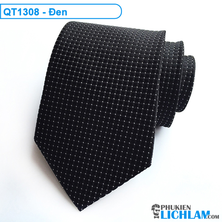 Cà vạt nam bản lớn lụa cao cấp 8cm x 146cm QT1308 (Đen)