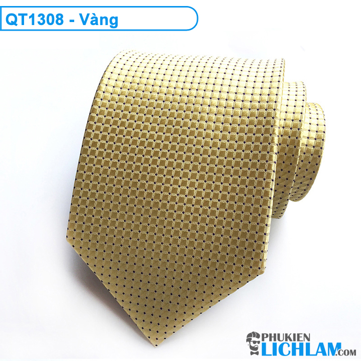 Cà vạt nam bản lớn lụa cao cấp 8cm x 146cm QT1308 (Vàng)